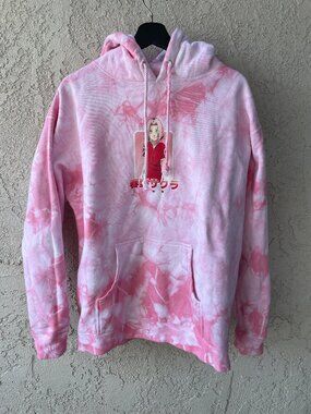 Hypland x Naruto Sakura Haruno Pink Tie Dye Graphic Hoodie Pullover Unisex Large